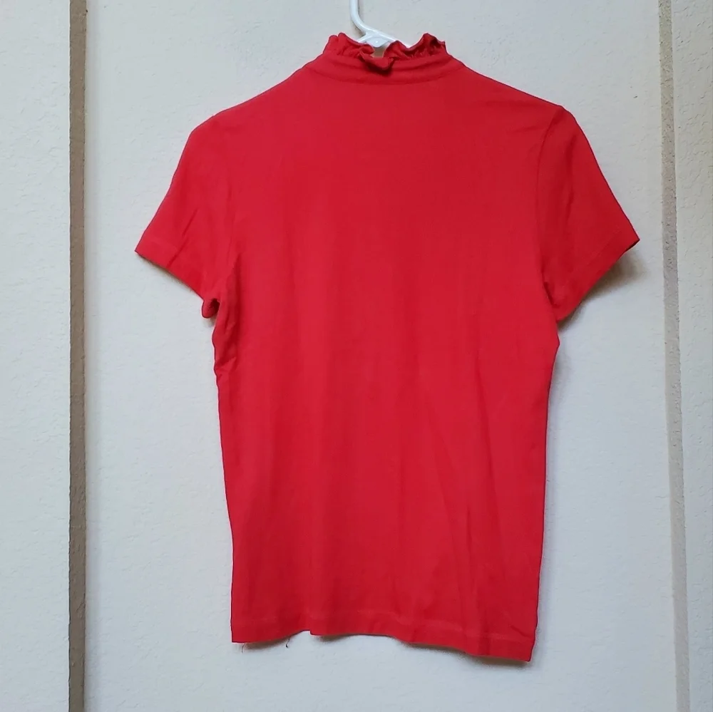 Tory Burch Mock Ruffled Neck Top. Size Small